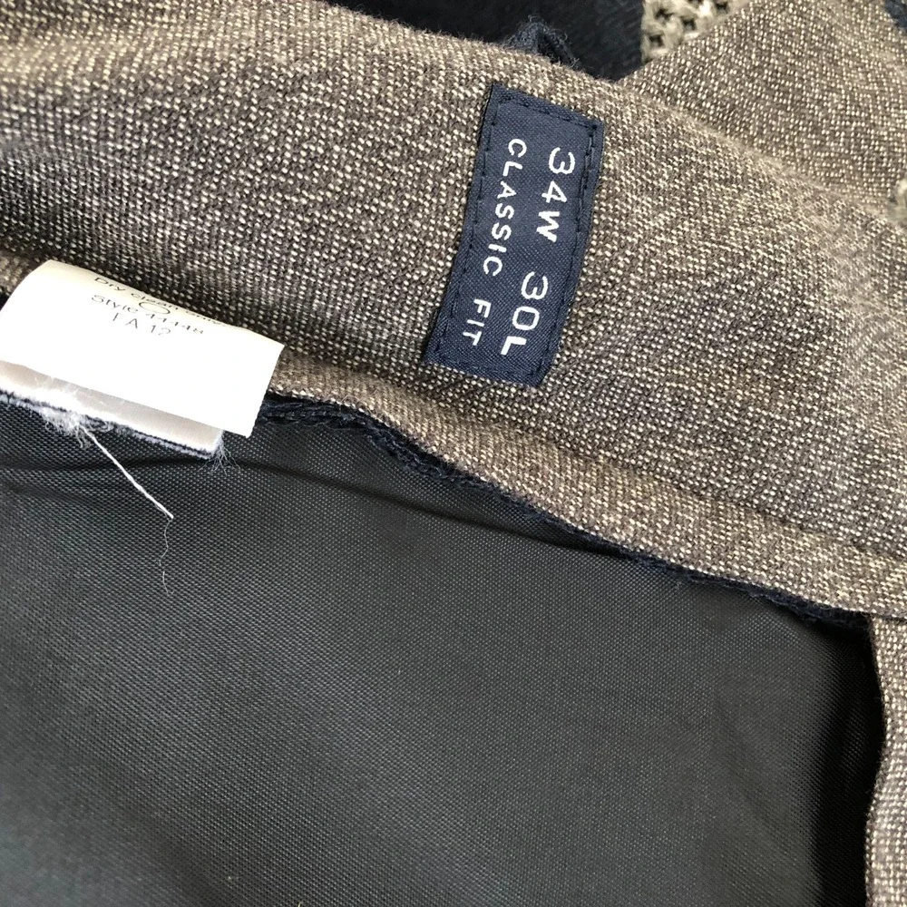J. Crew Mens Blue Dress Work Flat Front Pants Classic Fit Size 34 x 30-100% Wool